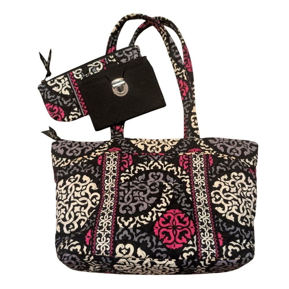 RETIRED 3-PC Vera Bradley "Canterberry Magenta" Vera Tote Bag Set